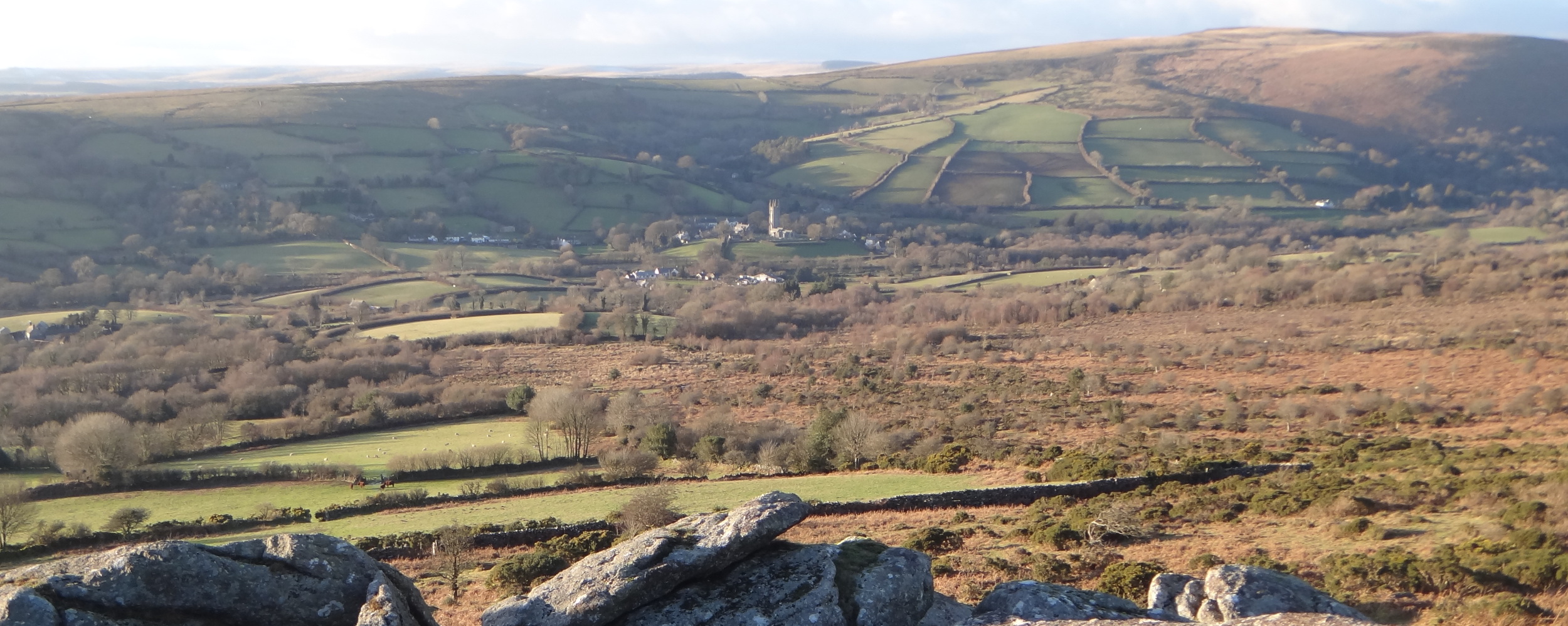 Widecombe Village with Hameldown in the Background